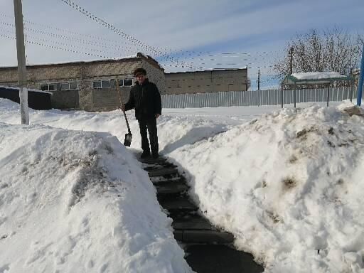 82-летний житель Буинска Николай Шубин всю зиму очищал тротуары от снега 