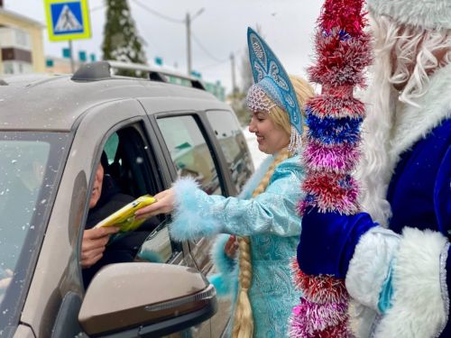 Буинских водителей поздравили Дед Мороз и Снегурочка (+фото)