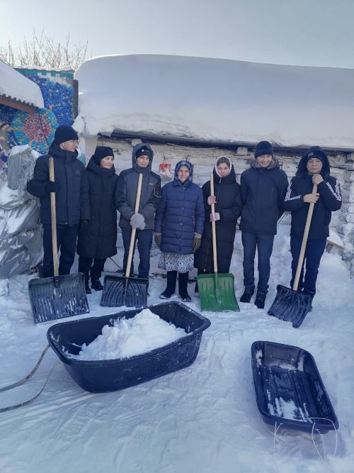 В селе Альшеево мать участника СВО не смогла сдержать слез, увидев очищенный от снега двор